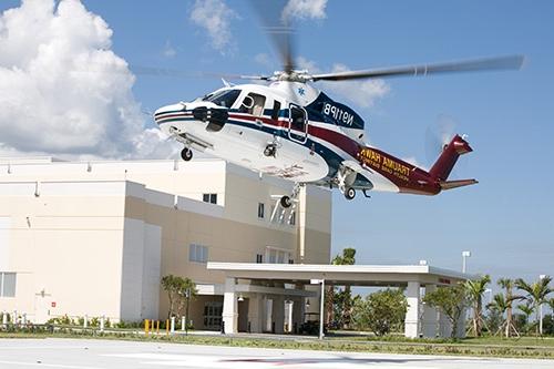 Trauma Hawk landing at Lakeside Medical Center