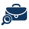 Briefcase with magnifying glass icon